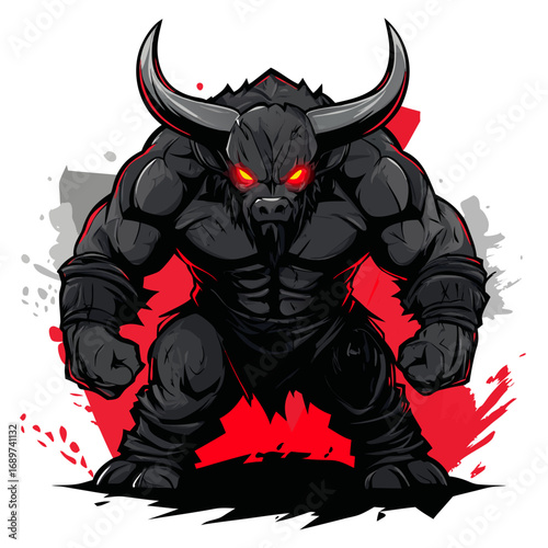 Demon Minotaur Mascot Logo
