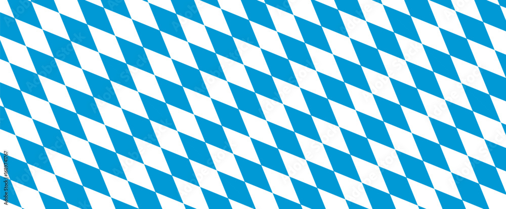 Obraz premium Bavarian Flag Blue and White Argyle Vector Pattern. Oktoberfest Background. Seamless Tile Included in EPS File.