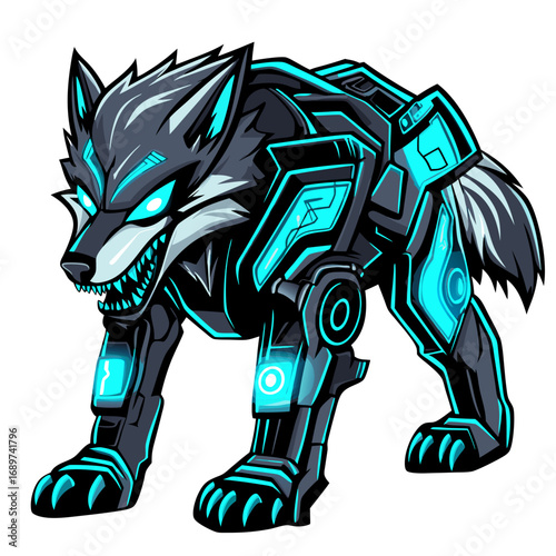 Cyber Wolf Mascot Logo
