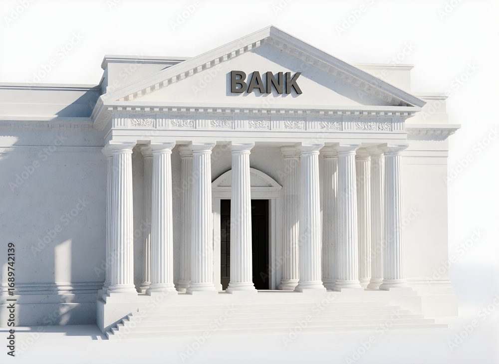 Obraz premium Classical White Bank Facade with Columns