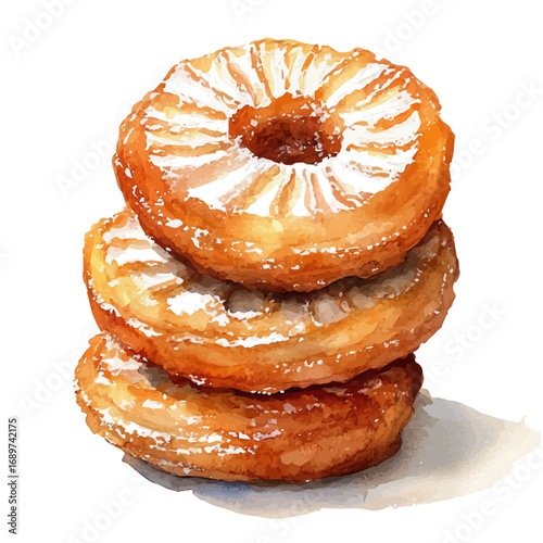 Jalebi, watercolor clipart vector, isolated on a white background.