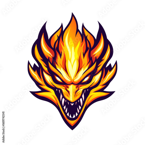 Flame Skull Mascot Logo
