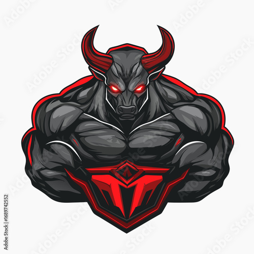 Demon Bodybuilder Mascot Logo
