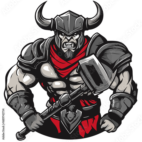 Viking Warrior Mascot Logo