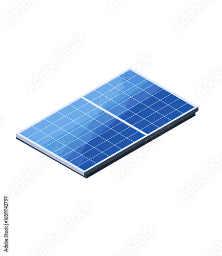 Isometric view of a solar panel, showing grid pattern