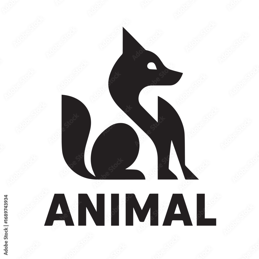 Fototapeta premium Stylized Negative Space Animal Logo – Geometric Minimal Design in Dark Blue and Yellow