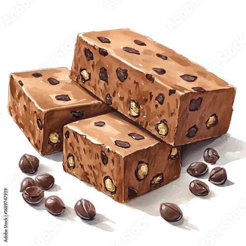 watercolor vector of Halva, isolated on a white background.