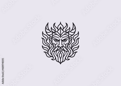 A Hades line art logo, symbolizing the ruler of the underworld, wealth, and hidden power