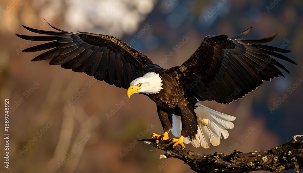 Obraz premium Bald eagle in flight, about to land