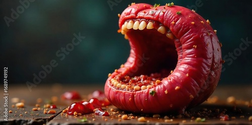 Close-up shot of a ravenous, empty stomach, visceral depiction of insatiable hunger and greed, conveying a powerful sense of voracious appetite ,  powerful,  visceral reaction
