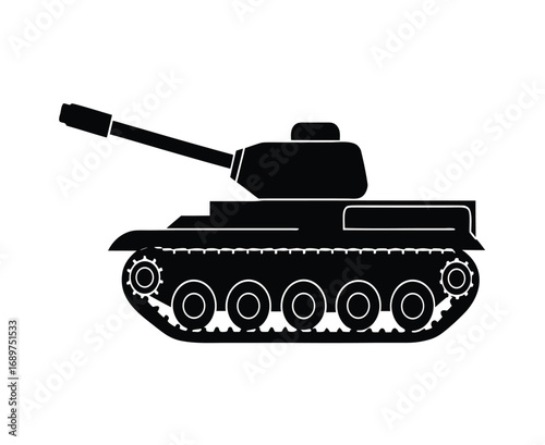 Military tank silhouette for defense and combat themes