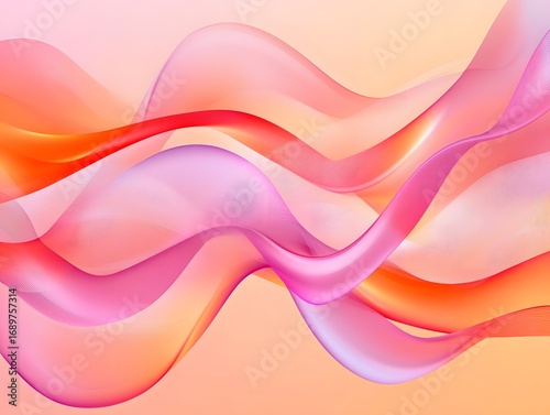 Abstract Pink Orange Flowing Waves Background