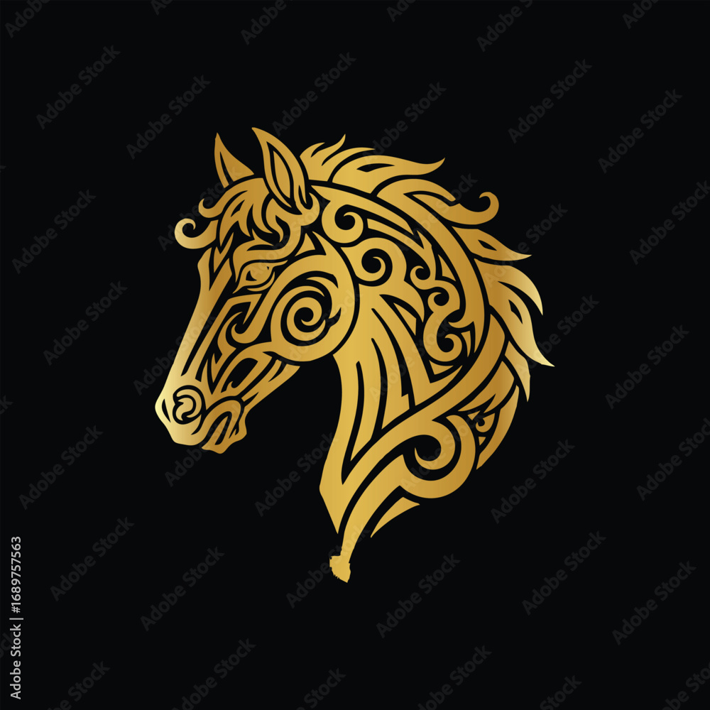 Obraz premium Ornate Golden Horse Head Design.