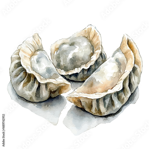 watercolor of Dumplings, vector, isolated on a white background.