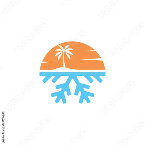 Tropical Winter Sun Snowflake Logo