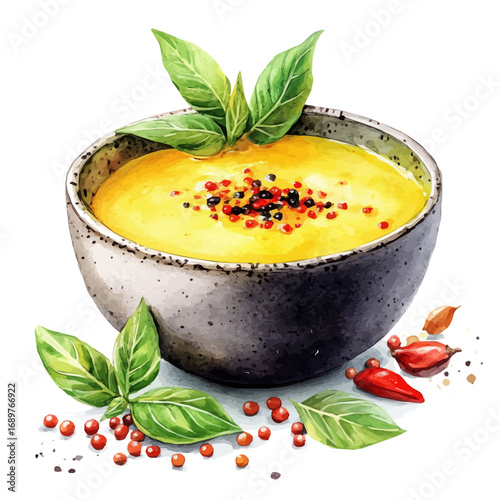 Curry, watercolor vector, isolated on a white background.