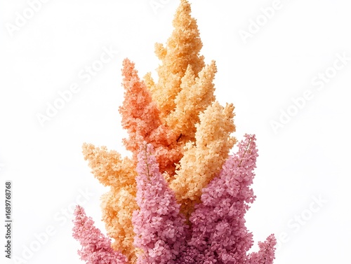 Pastel Pink and Orange Lilac Flower Bouquet,  Floral Arrangement, Spring Blossom, White Background