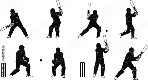 Vector silhouettes of people engaging in various sports and fun actions like dance, music, and military drills, including children and a woman