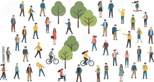 Minimal outline vector illustration of people in everyday life, showing sitting, reading, relaxing, sleeping, working, sketching, using gadgets, casual activity, home, and office