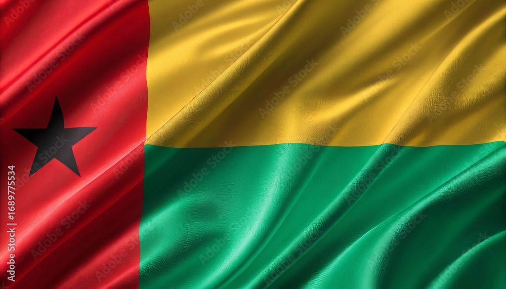 Obraz premium The national flag of guineabissau waving, representing the countrys identity