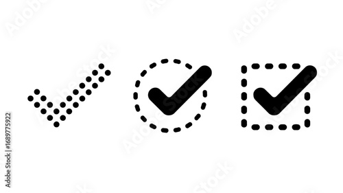 Three stylish checkmark icons in different patterns perfect for web design projects