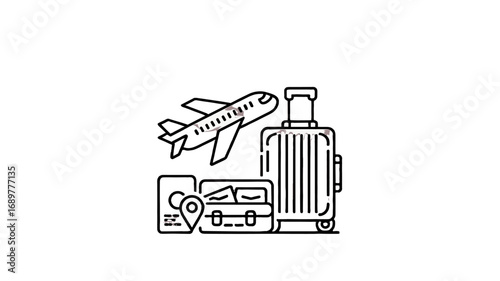 A travel essentials icon set.