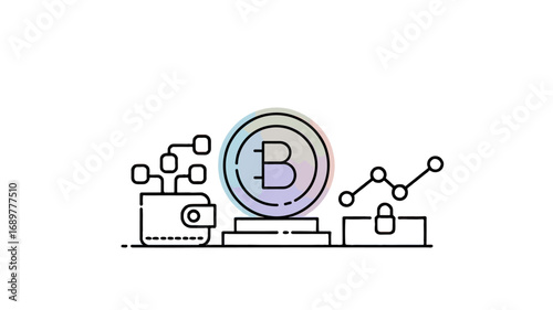 Bitcoin-related illustration depicting digital finance.
