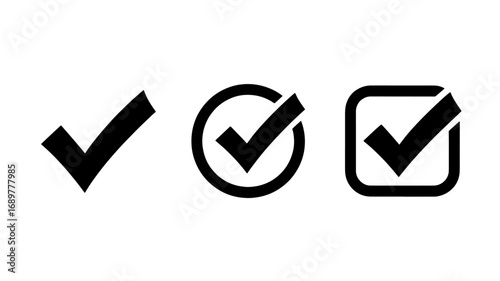 Check marks in three different shapes standalone circle and square