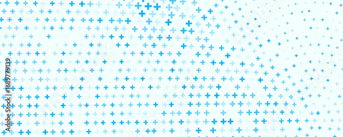 Medical healthcare seamless background. Green blue cross pattern. Repeating plus symbol wallpaper. Vector hospital pattern. Tech backdrop for presentation, banner, booklet, brochure, leaflet, poster. 