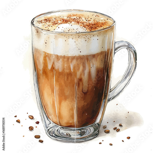 Chai Latte, watercolor vector, isolated on a white background.