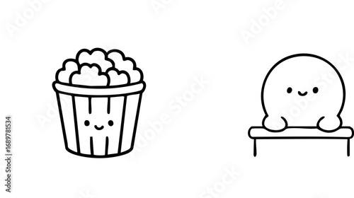 Blue ticket stub with dark outline and two lines