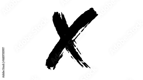 Bold Black X Brush Stroke Graphic - Crossed Brush Texture