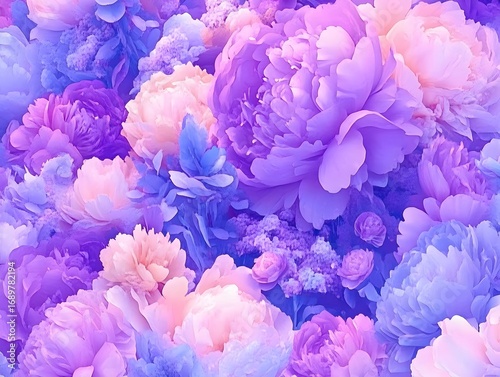 Vibrant Purple and Pink Peony Flower Bouquet Background