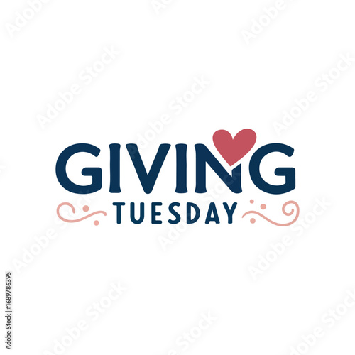 Giving Tuesday Logo with Red Heart Symbol for Charity and Kindness