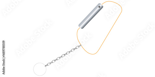 Metallic Clasp With Chain Vector Illustration.
