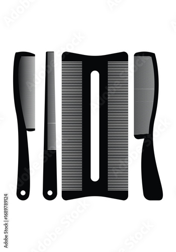 Set of Hair Combs Vector Illustration