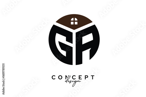 GA Creative Real Estate Monogram Logo Concept Design in Circle Shape