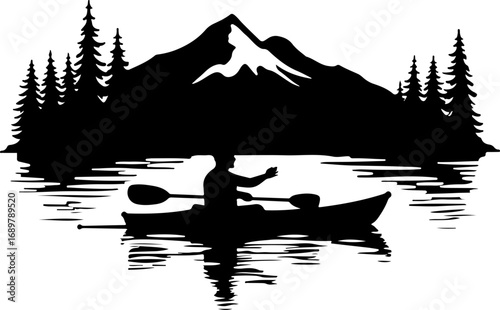 kayaking on the river, boat, water, fishing, lake, vector, cartoon, sport, kayak, sunset, people, illustration, woman, river, sea, fish, boy, fisherman, silhouette, rowing, beach, sky, canoe, child