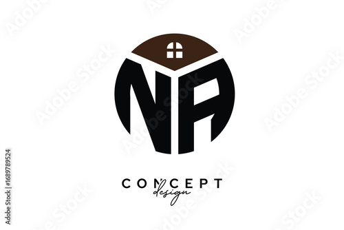 NA Creative Real Estate Monogram Logo Concept Design in Circle Shape