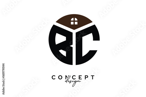 BC Creative Real Estate Monogram Logo Concept Design in Circle Shape