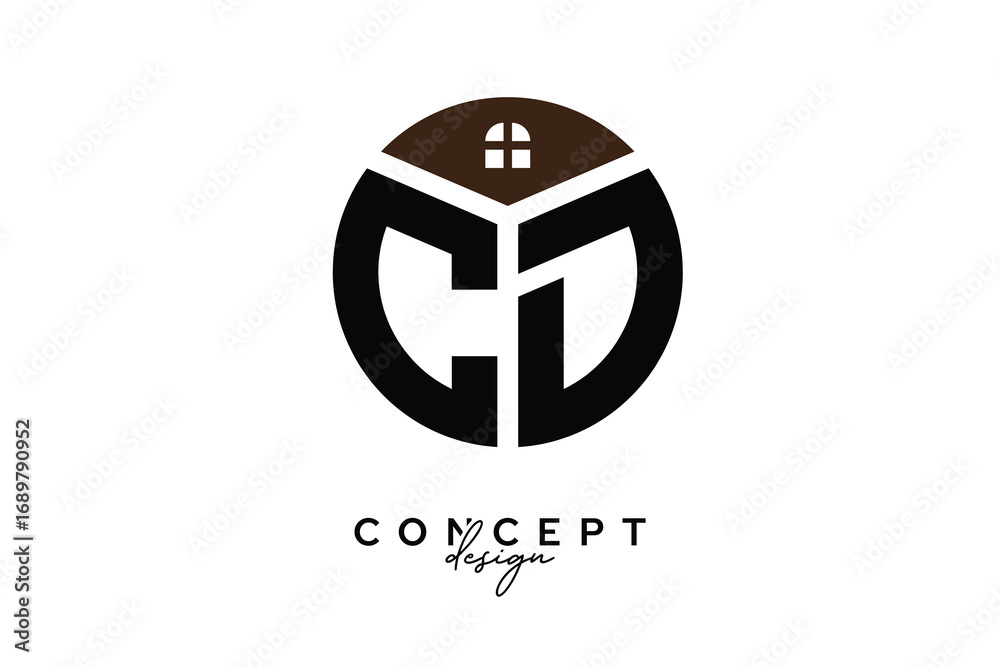 Obraz premium D Creative Real Estate Monogram Logo Concept Design in Circle Shape