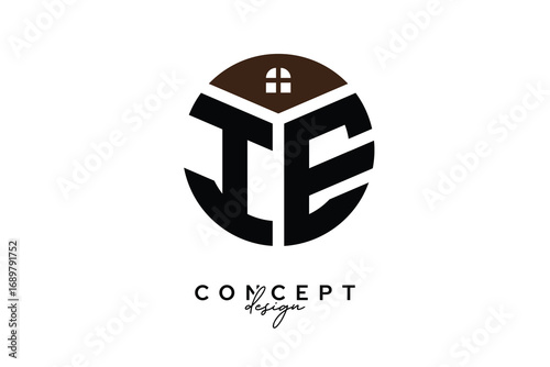 IE Creative Real Estate Monogram Logo Concept Design in Circle Shape