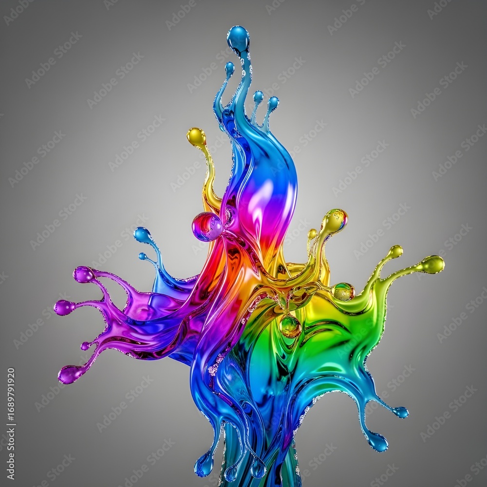 Fototapeta premium Dynamic splash of vividly colored liquid in mid-air displaying artistic fluid motion and a celebratory feel