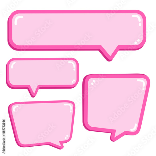 Cute Pink Speech Bubble, Kawaii Chat Message Balloon