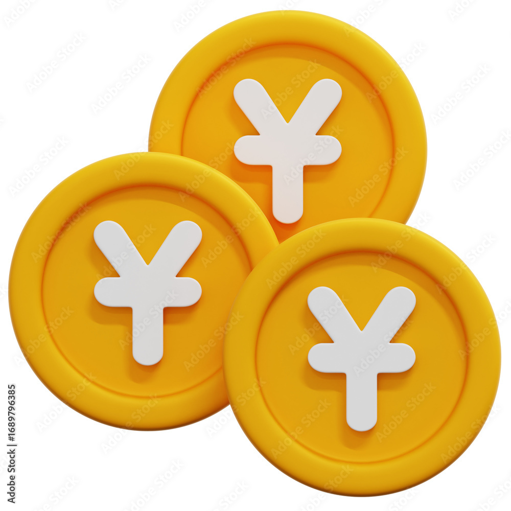 Obraz premium 3D Yuan Coin Icon