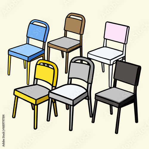 Modern and stylish chairs in various colors, perfect for home decor, interior design, and adding a pop of color to any space with a touch of minimalist flair