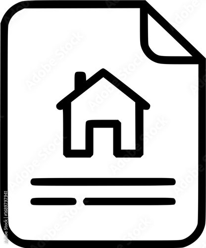 billing address icon, document with home symbol