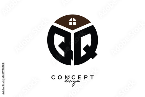 QQ Creative Real Estate Monogram Logo Concept Design in Circle Shape