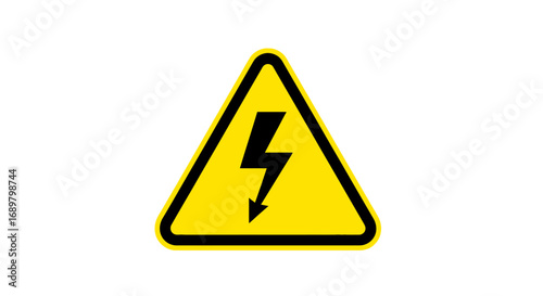 Yellow triangle warning sign with black lightning bolt symbol.