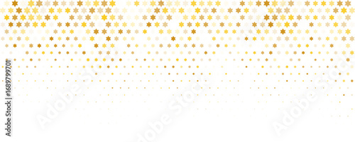Gold falling down confetti background. Repeated golden dotted glitter pattern. Yellow, orange and golden dots wallpaper. Celebration Christmas, New Year or birthday party repeating backdrop.